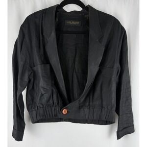 Dana Brooke Vintage Linen Cropped‎ Blazer Jacket Single Button Petite Size 10